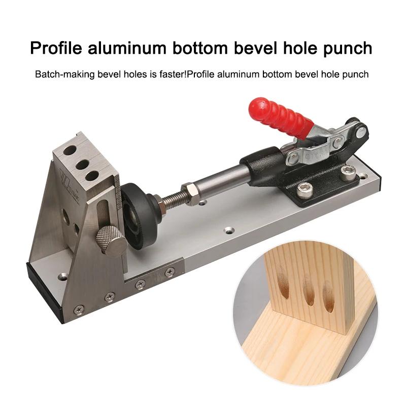 New Profile Aluminum Bottom Woodworking Hole Punch oblique hole DIY locator bottom bevel hole positioning punching M